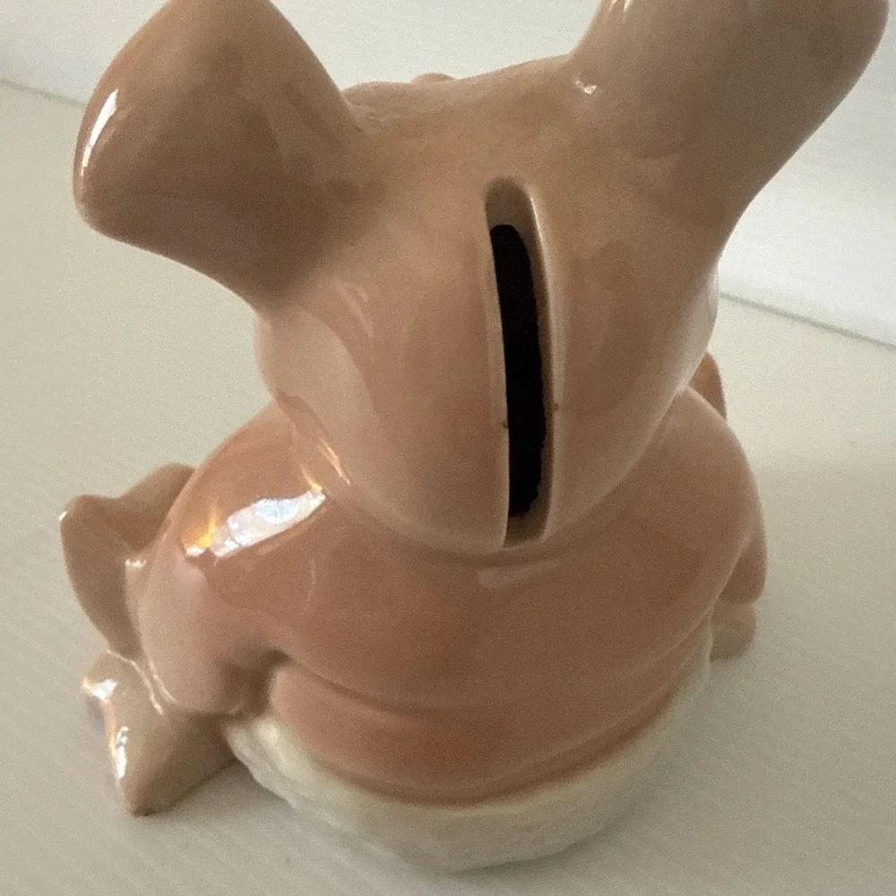 Vintage Nat West Porcelain Baby Piggy With Diaper Pin Bank Woody by Wade England